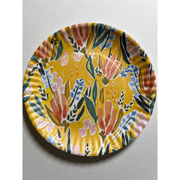 SET OF 4 One Hundred 80 Degrees Melamine Floral 9" Lunch Dinner Plates - Picture 5 of 6